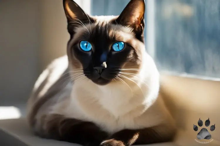 Siamese cat with dark color points and blue eyes...