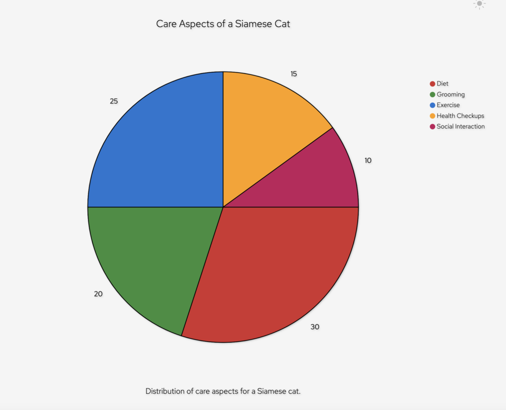 My pie chart I created about Siamese cat care and health. 