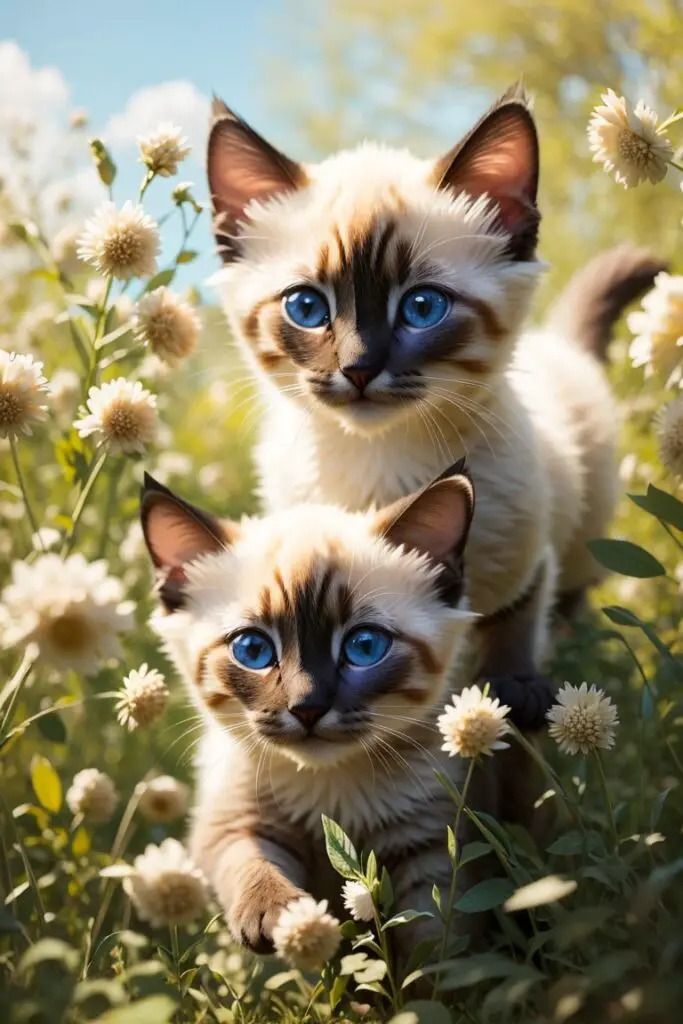 Cute little siamese kittens playful and full of energy. Siamese cats are the best cat pet voted by many cat owners. 