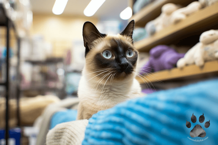 Face of a Chocolate Point Siamese Cat with Blue Eyes